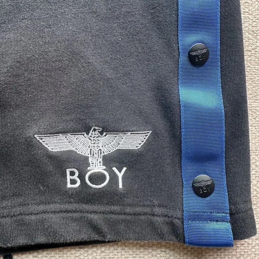 Boy London‎ Black Snap-Button Eagle Tape 100% Cotton Shorts Size L